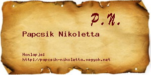 Papcsik Nikoletta névjegykártya